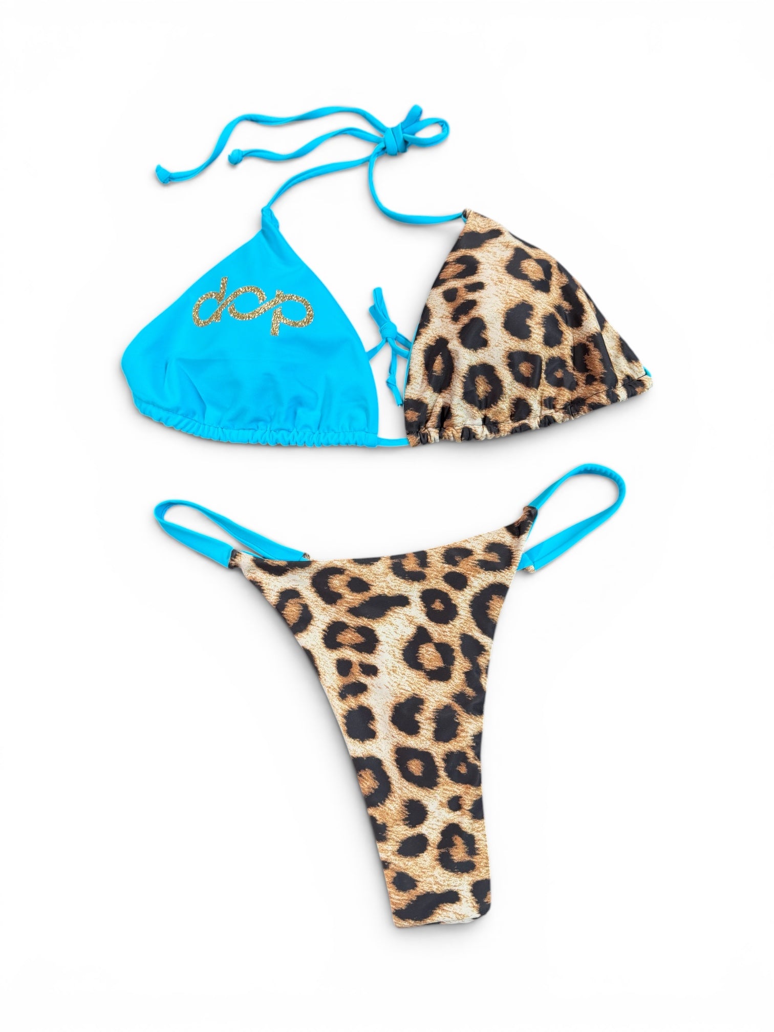 Women's Sky Blue Cheetah Bikini